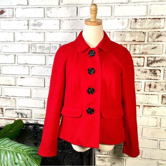 Briggs New York Red Tweed Wool Mix Long Sleeve Large Button Jacket Blazer - Picture 3 of 10